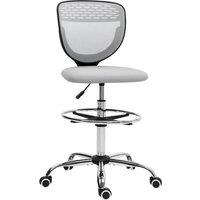 VINSETTO Draughtsman Chair, Office Chair with Wheels, Light Grey