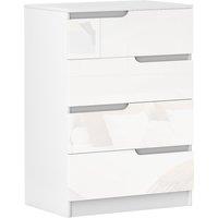 HOMCOM 4 Drawer Chest of Drawers for Bedroom, 60 x 40 x 85cm, White | Size: 60 x 40 x 85 cm