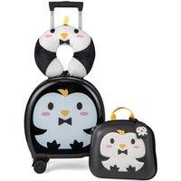 Costway 4 Piece Luggage Set Journey Suitcase Set w/14 Luggage in Black