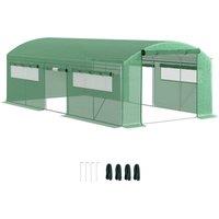 OUTSUNNY Polytunnel Greenhouse with 3 Roll-up Doors, 6 x 3 x 2m, Green | Size: Large