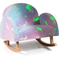 Costway Upholstered Rocking Chair Comfy Armchair Sofa w/ Luminous Effect