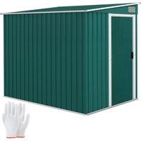 OUTSUNNY 7 x 5FT Garden Shed w/ Foundation Lean to Metal Tool Shed Green
