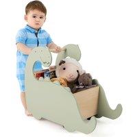 Costway 2 in 1 Wooden Baby Push Walker Toddler Shopping Cart w/ Handle in Green