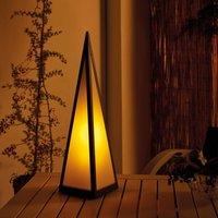 mysmartbuy Battery Powered Black Pyramid Lantern Lamp - Weatherproof Metal Freestanding Indoor Outdoor Home Garden LED Light - H45 x 12cm