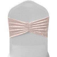 Neel Blue Pack of 10 Diamond Velvet Chair Band Sash, Glitz Shiny Fabric Chair Band Sash in Pale Pink