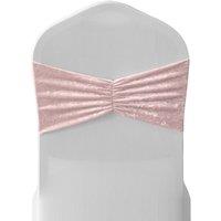Neel Blue Pack of 10 Diamond Velvet Chair Band Sash, Glitz Shiny Fabric Chair Band Sash in Rose