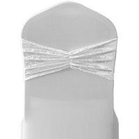 Neel Blue Pack of 10 Diamond Velvet Chair Band Sash, Glitz Shiny Fabric Chair Band Sash in Ivory