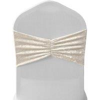 Neel Blue Pack of 10 Diamond Velvet Chair Band Sash, Glitz Shiny Fabric Chair Band Sash in Light Bronze