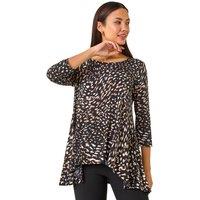 Roman Women's Speckled Print Asymmetric Tunic in Tan | Size: 18