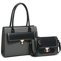 2In1 Twist Lock Colour Block Crossbody Bag/ Tote Bag