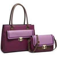 2In1 Twist Lock Colour Block Crossbody Bag/ Tote Bag