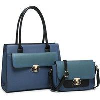 2In1 Twist Lock Colour Block Crossbody Bag/ Tote Bag