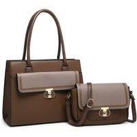 2In1 Twist Lock Colour Block Crossbody Bag/ Tote Bag