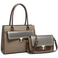 2In1 Twist Lock Colour Block Crossbody Bag/ Tote Bag