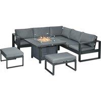 OUTSUNNY 6-Piece Garden Furniture Set with Firepit Table Outdoor Sofa Aluminium in Grey