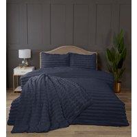 Rapport Home Chunky Ribbed Fur Polyester Soft & Cozy Duvet Cover Set With Pillowcase in Blue | Size: Double