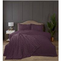 Rapport Home Chunky Ribbed Fur Polyester Soft & Cozy Duvet Cover Set With Pillowcase in Burgundy | Size: Double