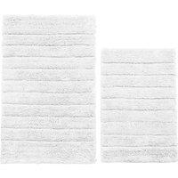 Allure Bath Fashions Ribbed Two Piece Bath Mat Set - 100% Cotton in White