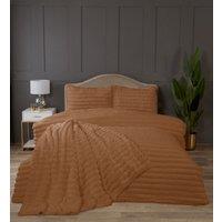 Rapport Home Chunky Ribbed Fur Polyester Soft & Cozy Duvet Cover Set With Pillowcase in Orange | Size: Double