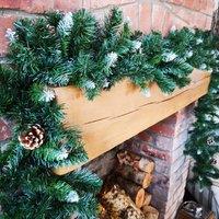 Samuel Alexander 270cm (9ft) x 25cm Snow Tipped King Fir Christmas Garland with Pine Cones in Green | Size: 270 cm (9ft) x 25 cm