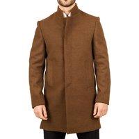 TruClothing Men's Stand Collar Wool Blend Overcoat Classic Trench Coat Winter Jacket in Brown | Size: Medium