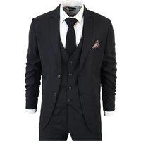 TruClothing Men's IM1 Classic Plain 3 Piece Suit in Black | Size: 50R