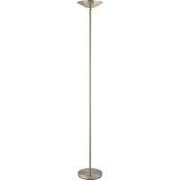 Happy Homewares Modern LED Uplighter Metal Floor Lamp with Memory Dimmer Button in Metallic Silver