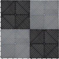 Monstershop Vented Garage Floor Tiles With Edges - 60 Black & 60 Grey