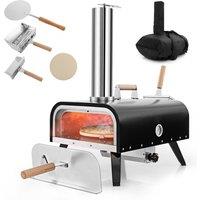 Gymax Portable Pizza Oven 3-Layer Rotatable Pizza Stove With Pizza Stone in Black