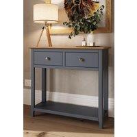 FWStyle 2 Drawer Console Table Graphite Blue Large Oak Top Painted Finish