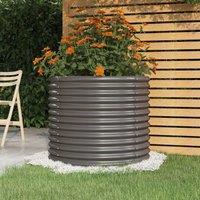 Berkfield Home Garden Planter Powder-coated Steel 80x80x68 cm Grey | Size: 80 x 80 x 68 cm