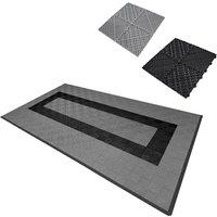 Monstershop Vented Garage Floor Tiles With Edges - 90 Grey & 30 Black