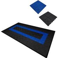 Monstershop Vented Garage Floor Tiles With Edges - 90 Black & 30 Blue
