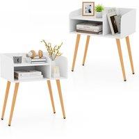 Gymax Set of 2 Modern Nightstand White 2-Tier Bedside End Table Open Shelves | Size: 2 Pack