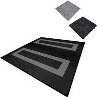 Monstershop Vented Garage Floor Tiles With Edges - 165 Black & 60 Grey
