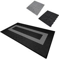 Monstershop Vented Garage Floor Tiles With Edges - 90 Black & 30 Grey