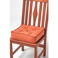 Homescapes Cotton Dining Chair Booster Cushion in Terracotta | Size: 40 cm x 40 cm