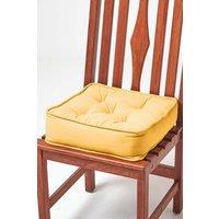 Homescapes Cotton Dining Chair Booster Cushion in Mustard | Size: 40 cm x 40 cm