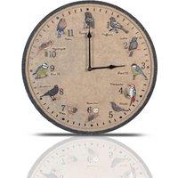 mysmartbuy Wild Birds Design Indoor or Outdoor Clock - Battery Powered Weather Resistant Wall Fence Clock for Home or Garden - 30cm Diameter in Brown
