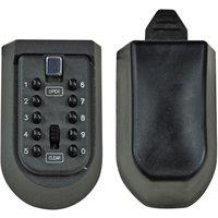 mysmartbuy Wall Mounted Outdoor Key Safe - Weather Resistant Number Combination Secure Key Lock Box with Removeable Cover in Black