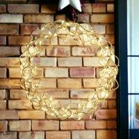 mysmartbuy Indoor or Outdoor 140 LED Copper Wreath with Timer - Light Up Door, Wall or Window Festive Christmas Decoration - 31cm Diameter in Gold