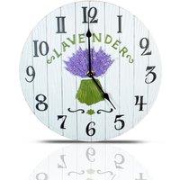 mysmartbuy Lavender Indoor or Outdoor Clock - Battery Powered Weather Resistant Floral Wall or Fence Clock for Home or Garden - 27cm Diameter