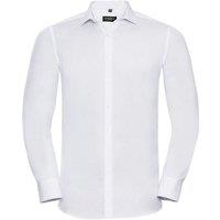 Russell Collection Men's Ultimate Stretch Long-Sleeved Shirt in White | Size: 19.5 in