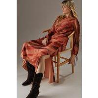 Printed Chiffon Volume Sleeve Maxi Dress