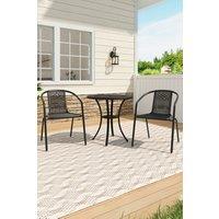 3Pcs Outdoor Cast Aluminum Round Patio Dining Table & Chairs Set
