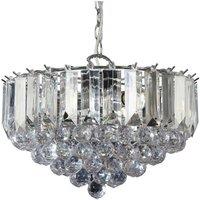 Loops 3 Light Chandelier Pendant CHROME CLEAR Shade Hanging Ceiling Feature Lamp Bulb