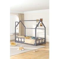 Wooden Tree House Bed Frame with Fence Roof
