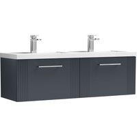 Balterley Wall Hung 2 Drawers Vanity Unit - Double Basin 1200mm, Satin Dark Grey