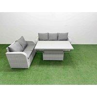Fimous 5 Seater PE Rattan Wicker Garden Furniture Patio Conservatory Sofa Set with Adjustable Lifting Dining or Coffee Table 3 Seater Sofa Love Sofa