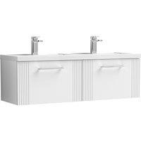 Balterley Wall Hung 2 Drawers Vanity Unit - 2 Polymarble Basin 1200mm, Satin White